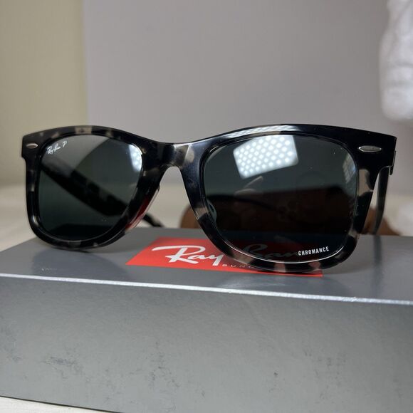 Ray Ban RB2140F 1333G6 WAYFARER CHROMANCE Polarized Sunglass Grey Havana 52-150 - Picture 4 of 9
